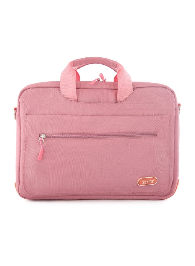 Elite Bags Elite pink 14.1" Laptop Bag Elite – Soft Velvet Interior, Shoulder Strap & Large Front Pocket - Image 1